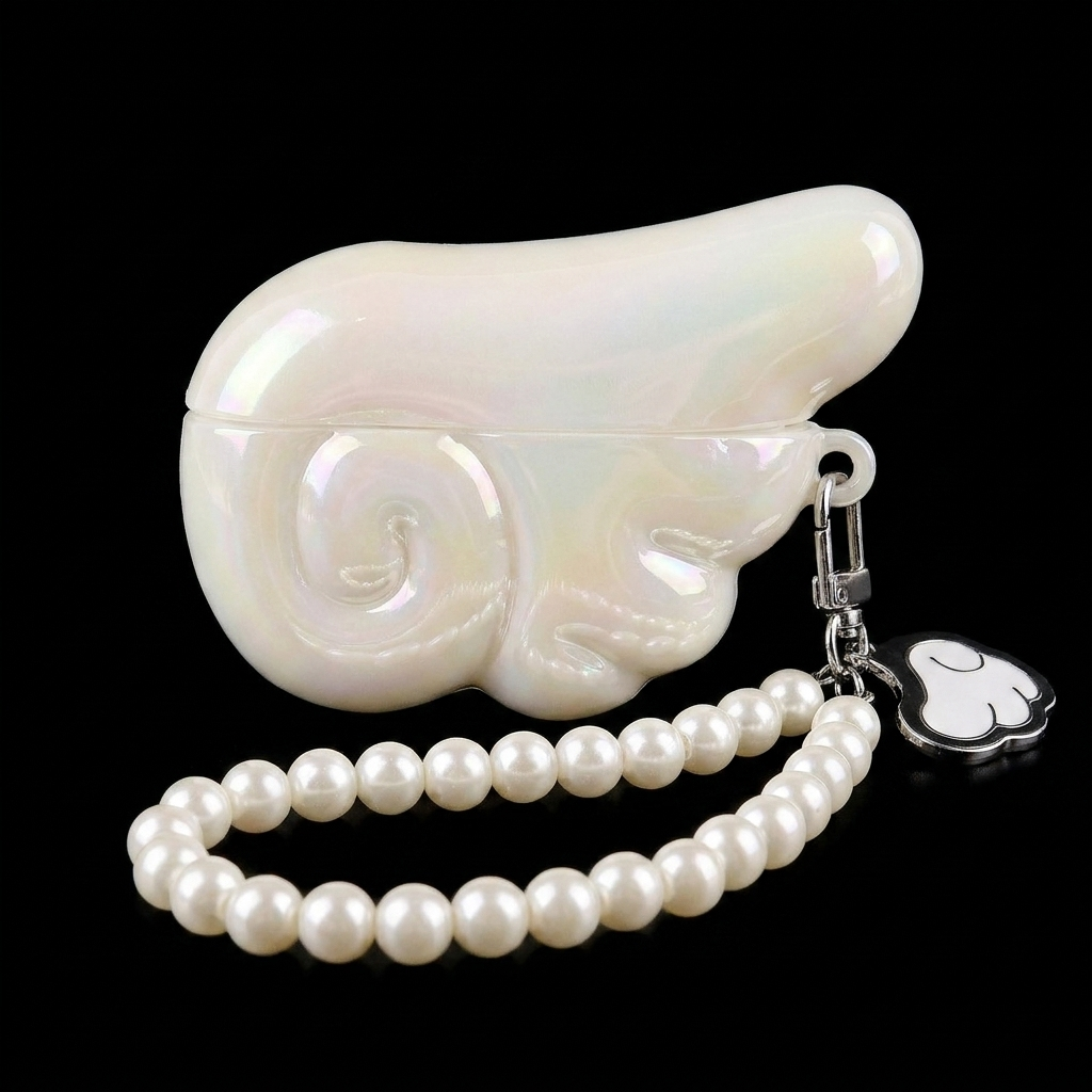 Angel Wing Pearl Charm AirPods Case