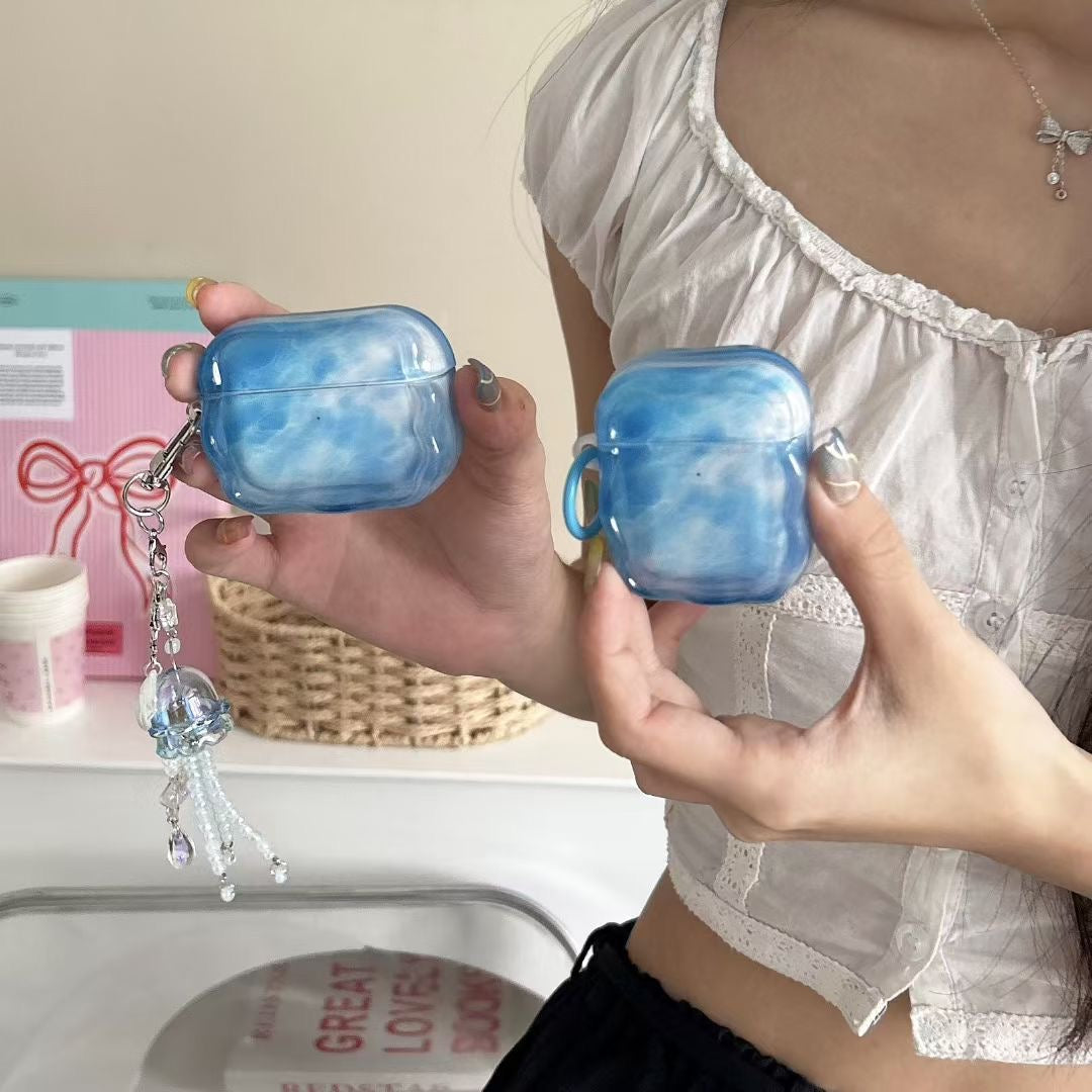 Blue Sky Beaded Charm AirPods Case