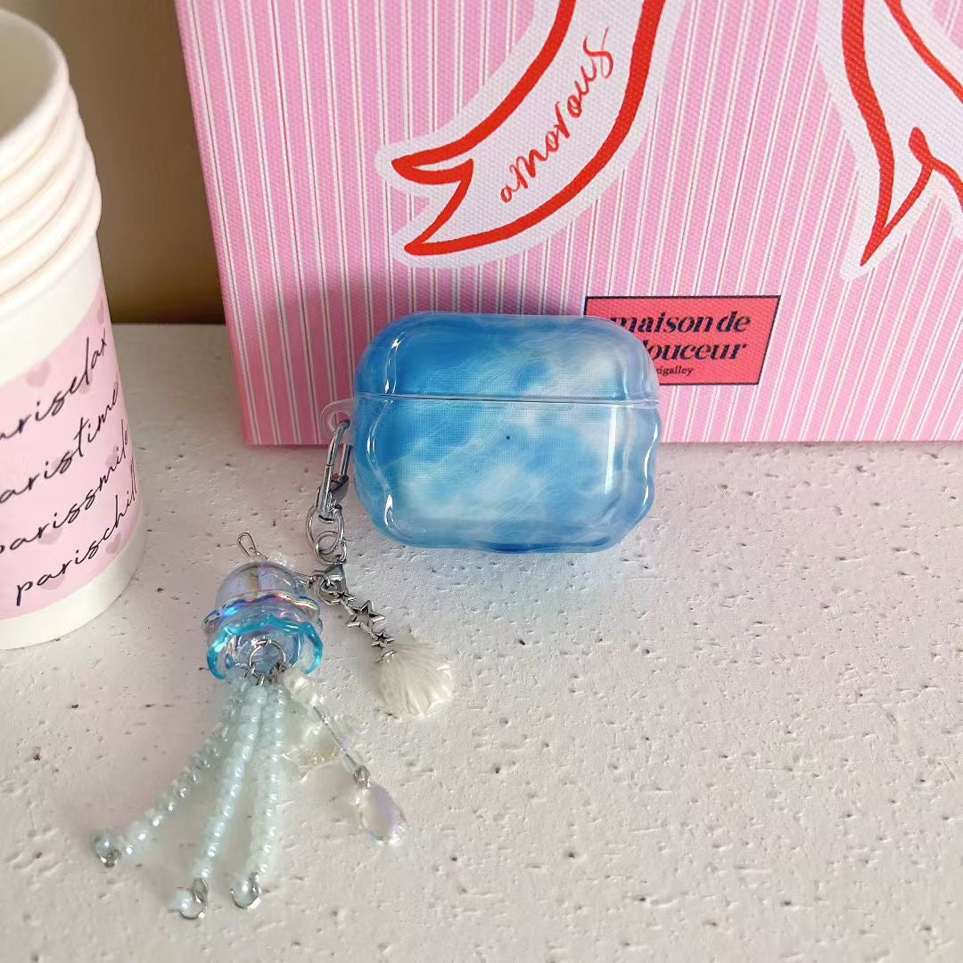 Blue Sky Beaded Charm AirPods Case