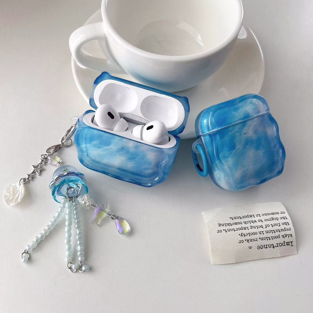 Blue Sky Beaded Charm AirPods Case