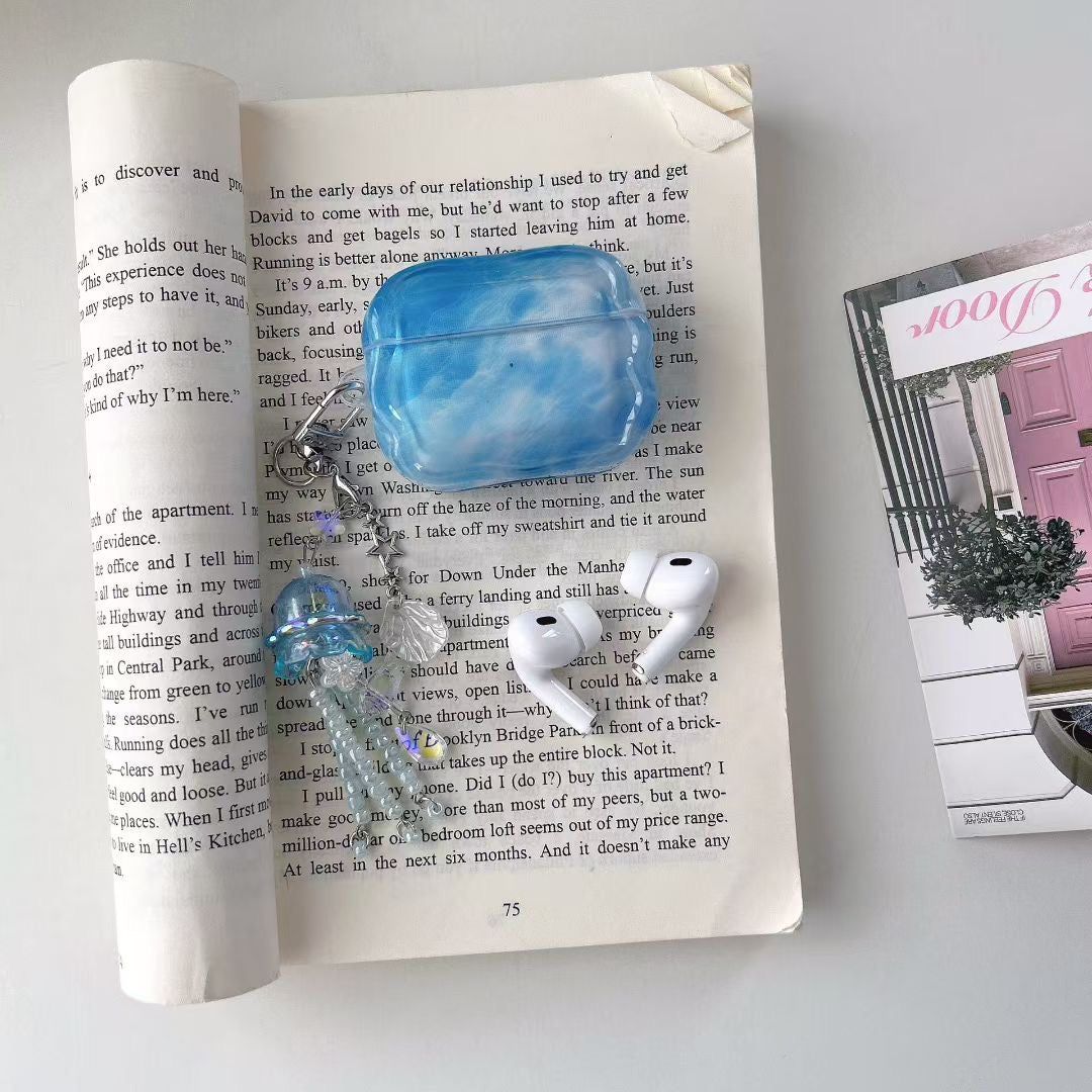Blue Sky Beaded Charm AirPods Case