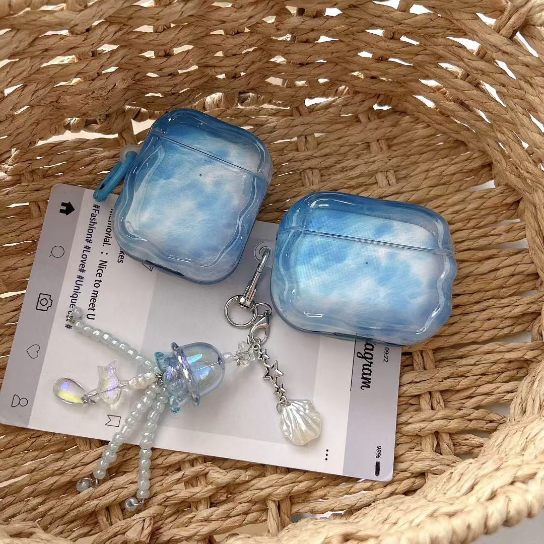 Blue Sky Beaded Charm AirPods Case