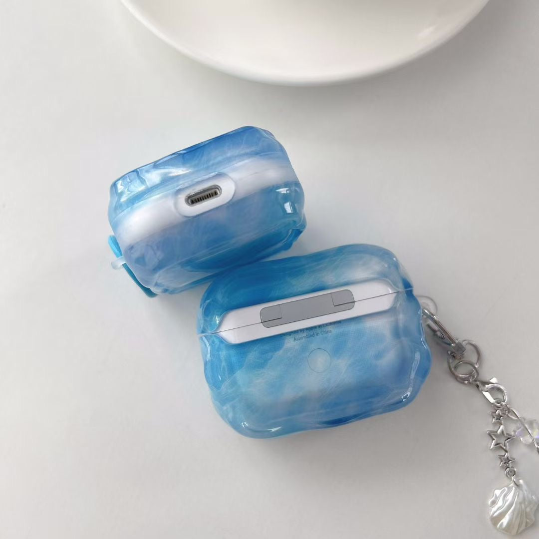Blue Sky Beaded Charm AirPods Case