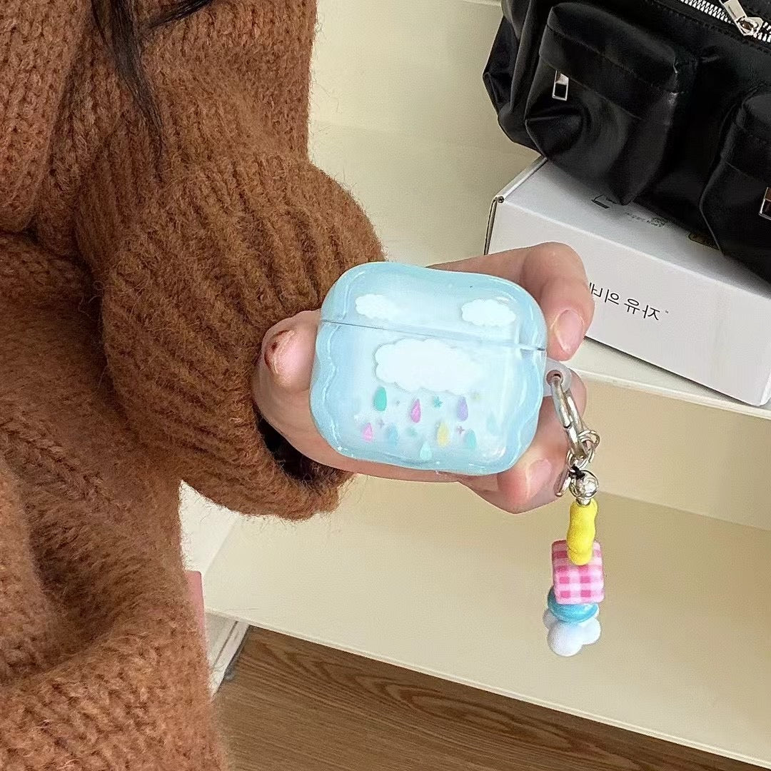 Blue Cloud Beaded Charm AirPods Case