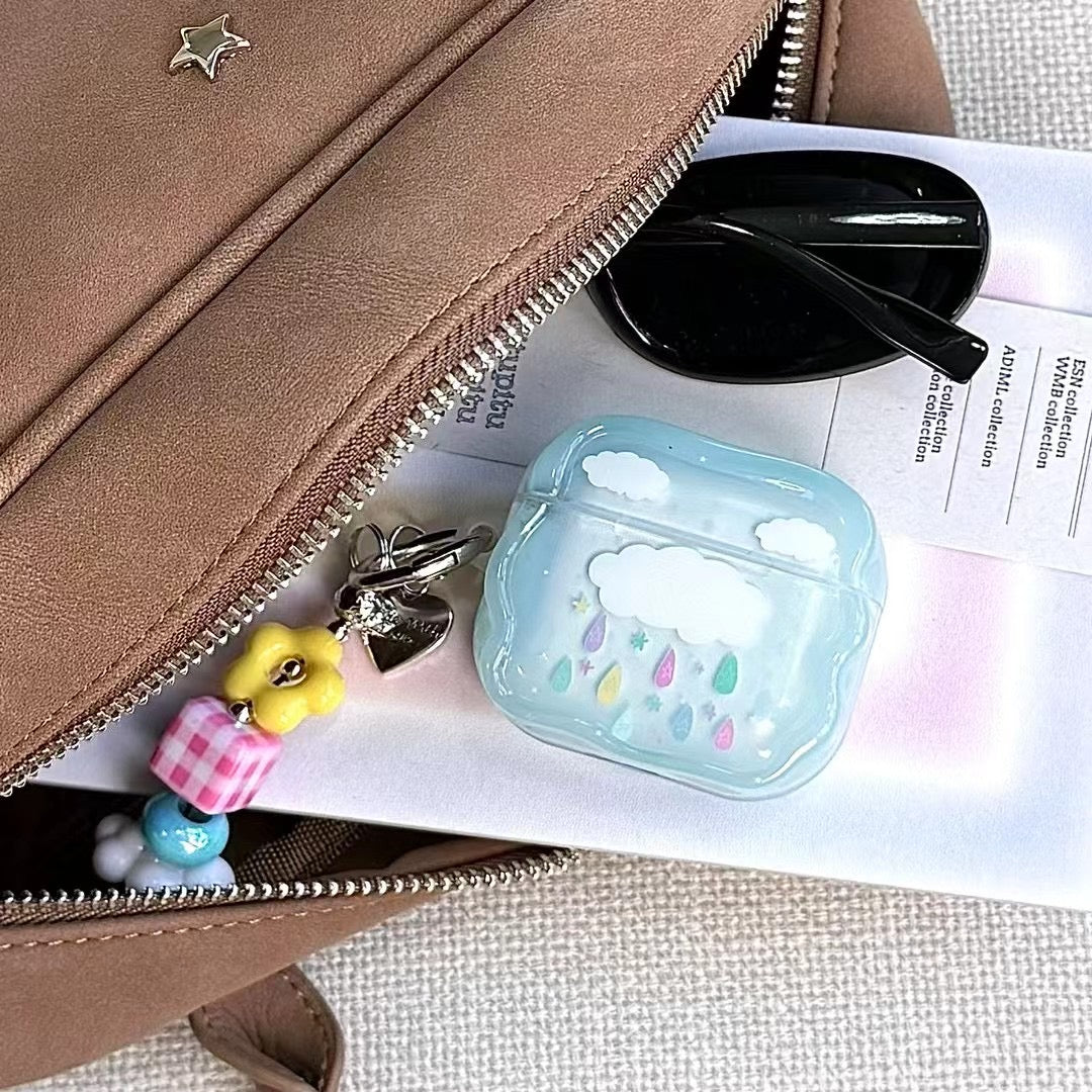 Blue Cloud Beaded Charm AirPods Case