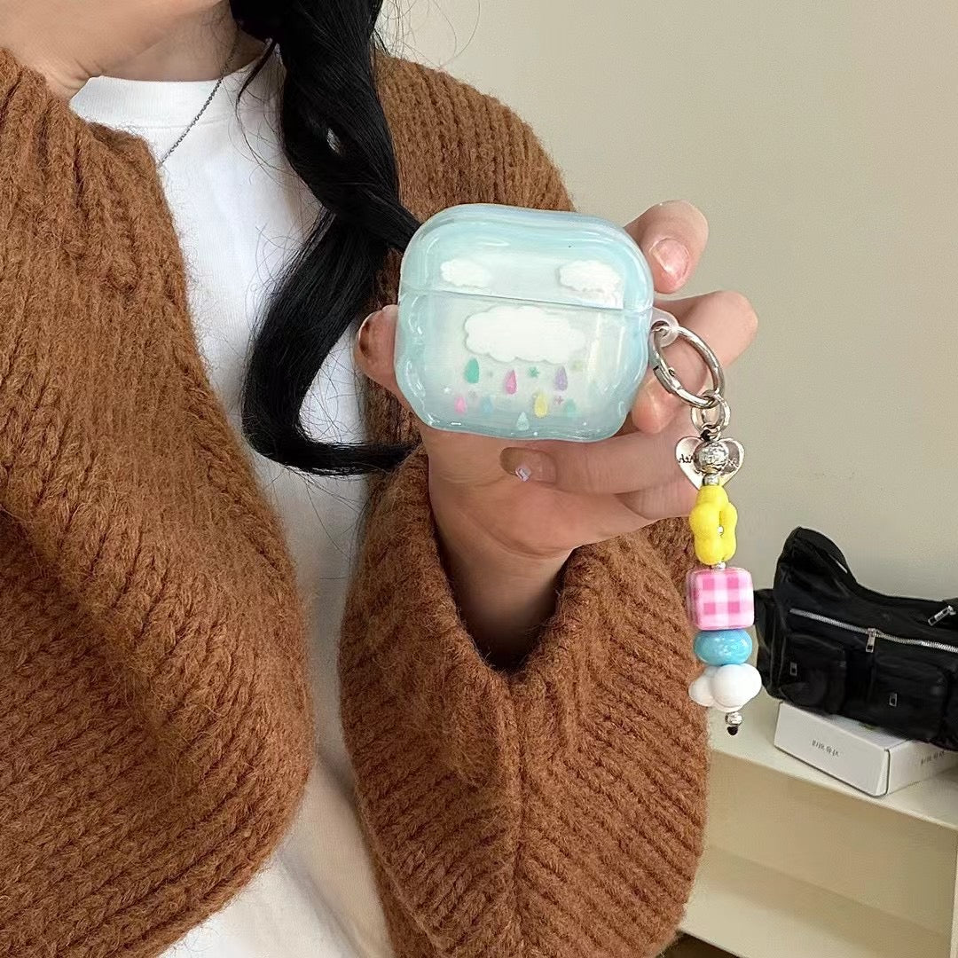 Blue Cloud Beaded Charm AirPods Case