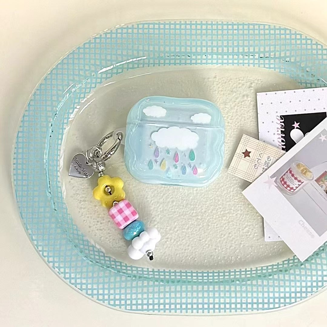 Blue Cloud Beaded Charm AirPods Case