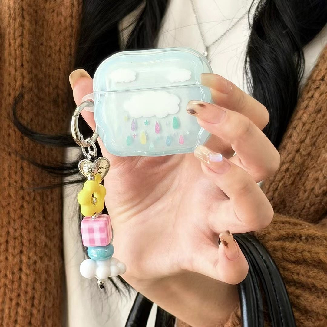 Blue Cloud Beaded Charm AirPods Case