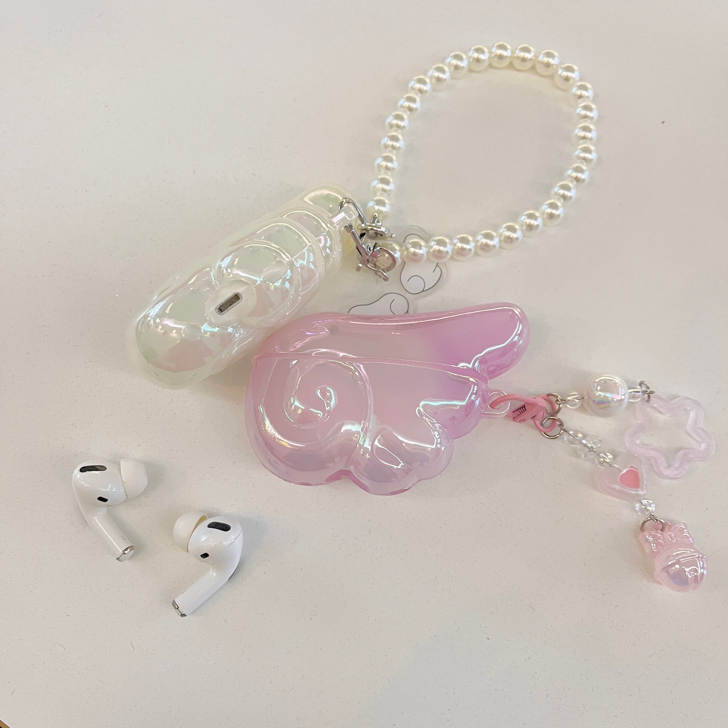 Angel Wing Pearl Charm AirPods Case